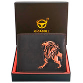 Men's Dark Brown Protected Printed Leo Genuine Leather Coin Wallet
